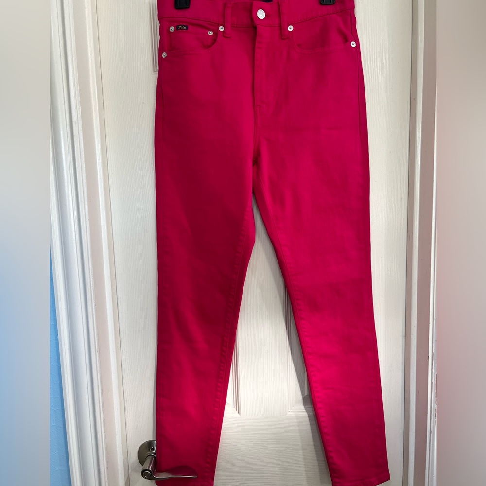 Polo Ralph Lauren Jeans Women Size 28 Hot Pink Tomkins Skinny High Rise Ankle